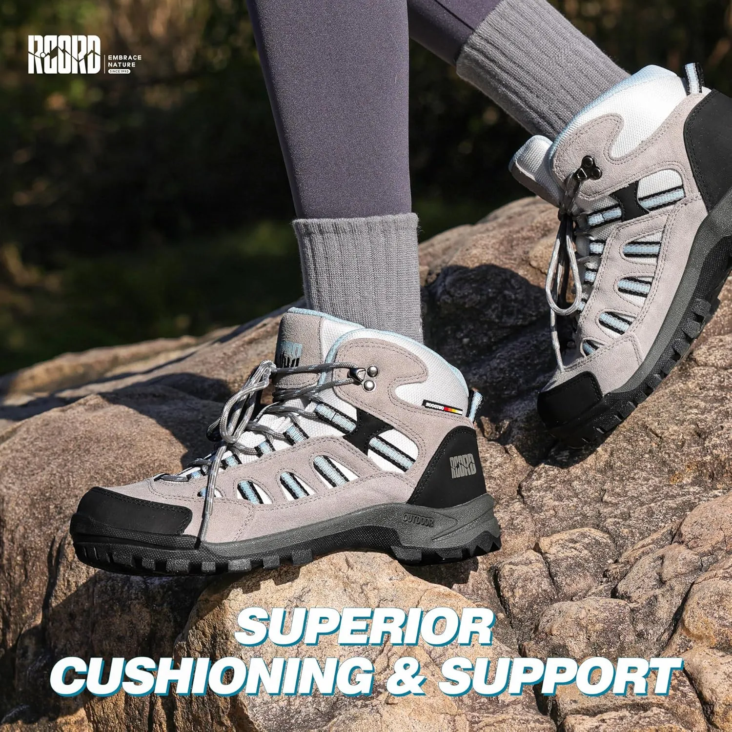 @ R CORD Womens Hiking Boots Waterproof Lightweight Hiking Boots Women Ankle Support Hiking Shoes Backpacking Boots Breathable Non-slip Hiking Boot for Outdoors