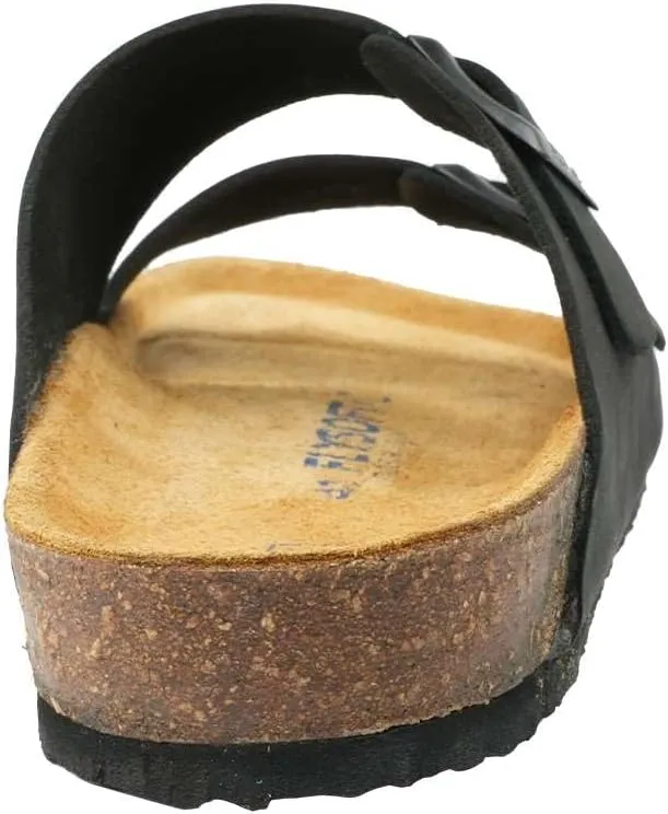 100% Genuine Leather Men's Sandals - Comfortable Cushioned Smart Foam Footbed, Slip-On Slides for Casual Summer Wear, Adjustable Fit, Durable Non-Slip Sole