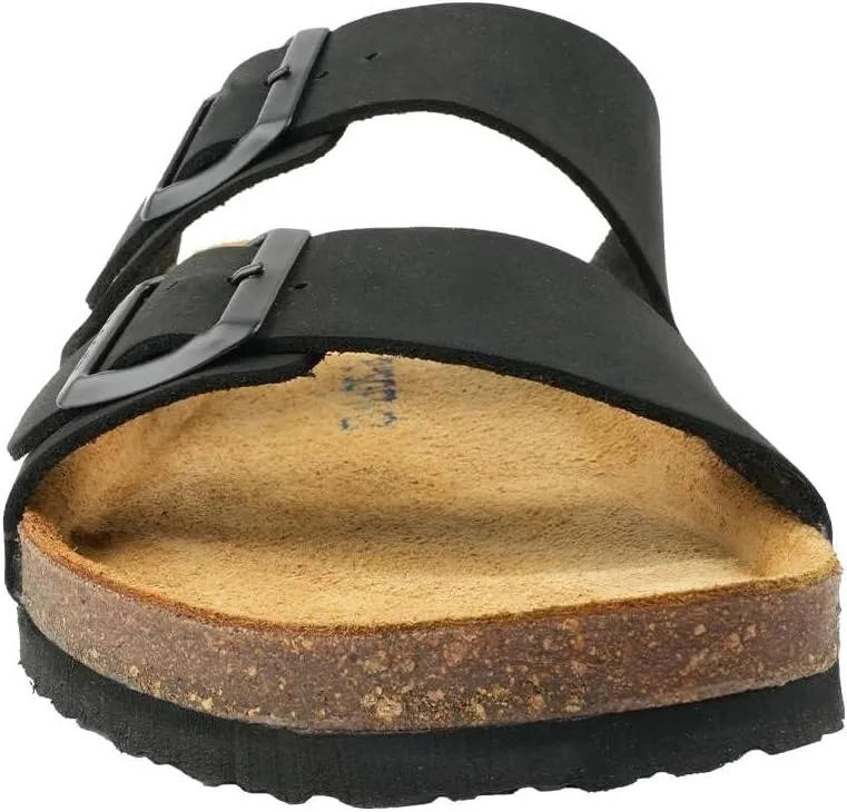 100% Genuine Leather Men's Sandals - Comfortable Cushioned Smart Foam Footbed, Slip-On Slides for Casual Summer Wear, Adjustable Fit, Durable Non-Slip Sole