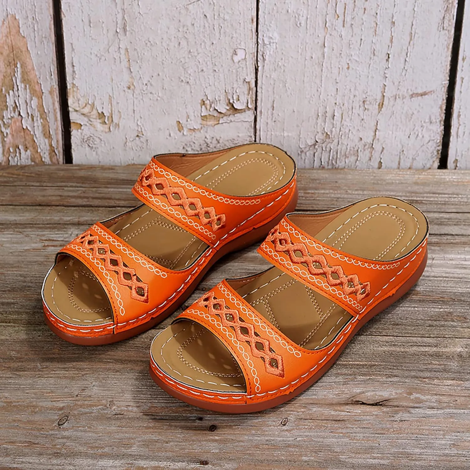 2025 Womens Sandals For Summer And Spring Comfortable Trendy Wedge Platform Arch Support Wide Width Flip Flops