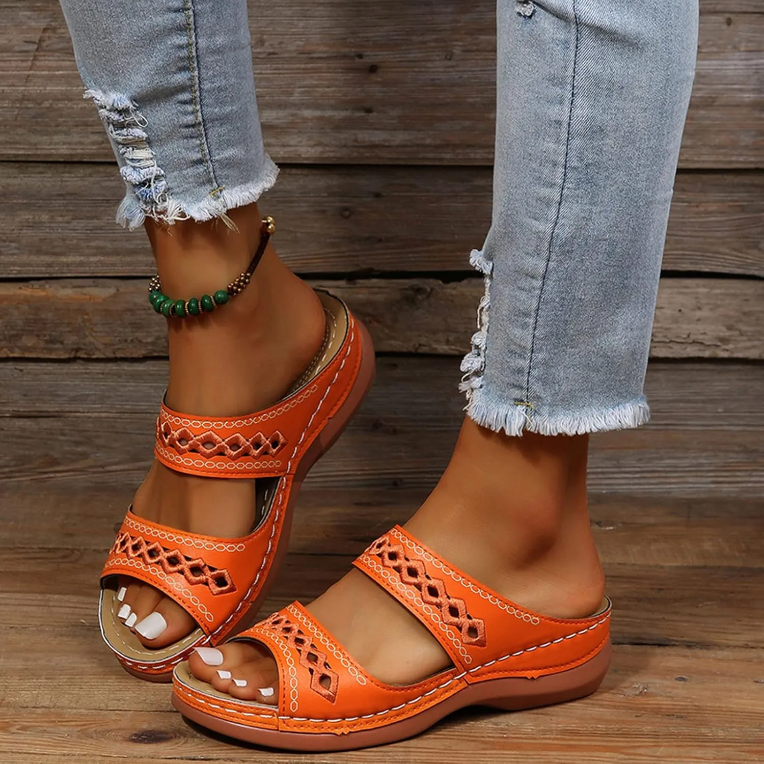 2025 Womens Sandals For Summer And Spring Comfortable Trendy Wedge Platform Arch Support Wide Width Flip Flops