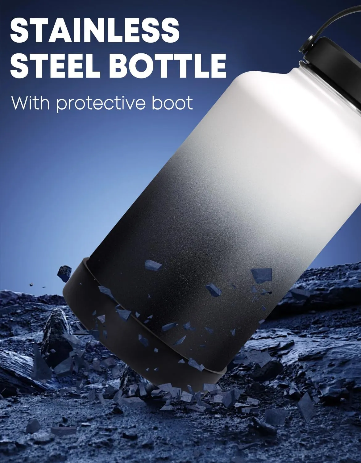 40 OZ Insulated Water Bottle - with Straw, Cold for 48 Hrs, Woman 40oz Stainless Steel Water Flask, Metal Vacuum Thermal Jug with Paracord Handle, Carrier Bag, Protective Boot, Cream White