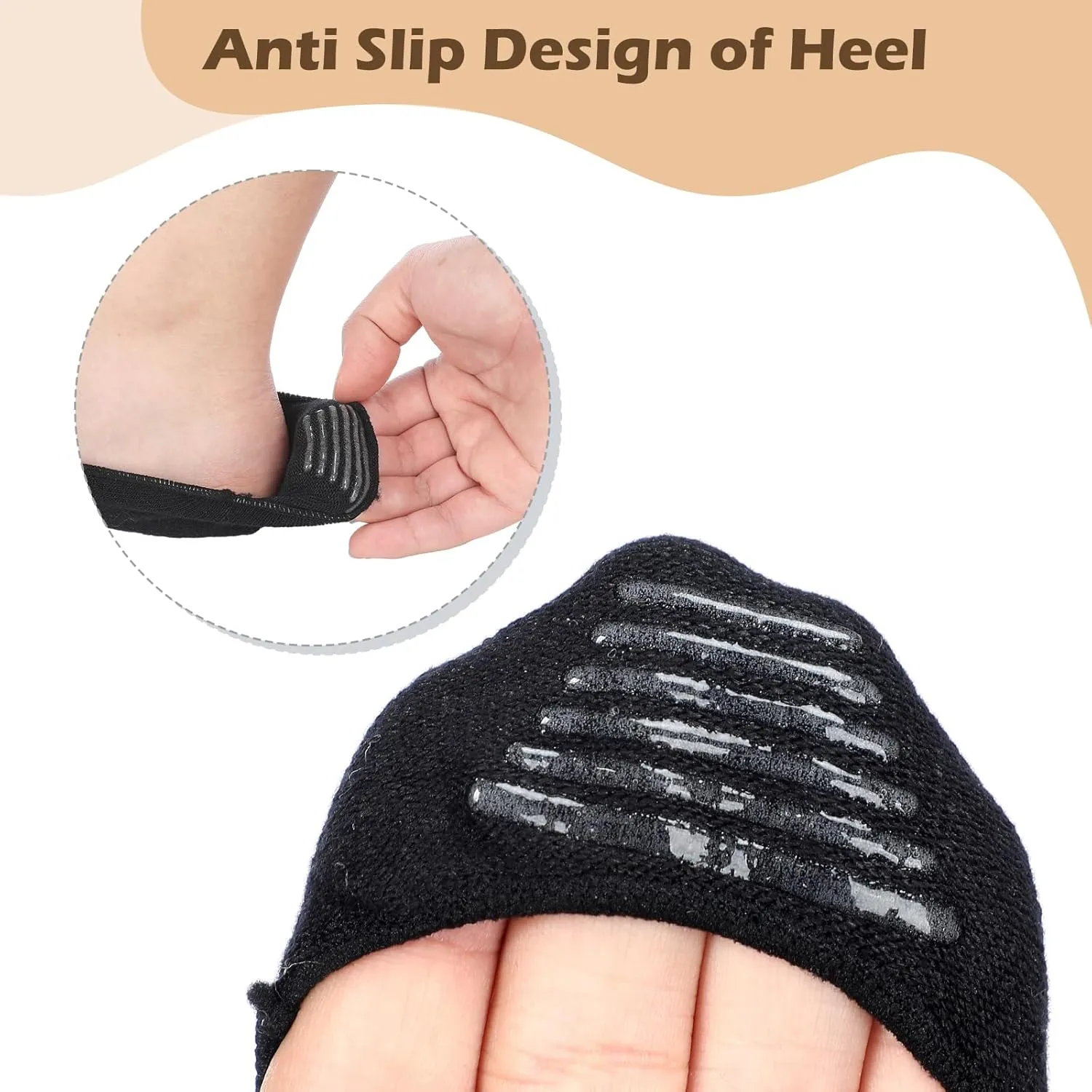 8 Pairs Toe Liner Socks Women Five Toeless Open Toe Sock for Summer Sandal with Nonslip Heel Gripper