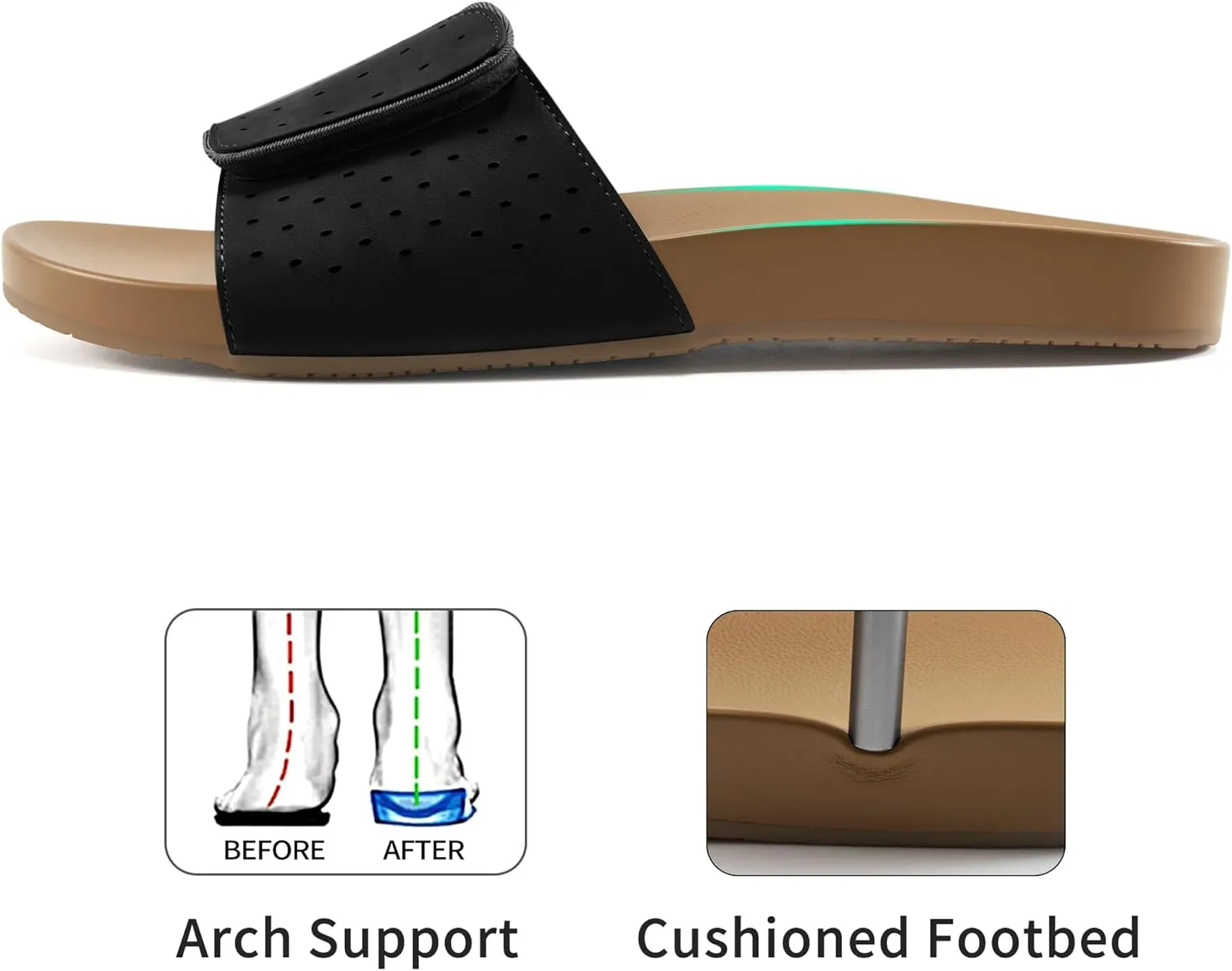 Ablanczoom Flat Sandals for Women Slides: Comfortable Slip on Adjustable Summer Beach Womens Slide Sandal