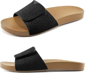 Ablanczoom Flat Sandals for Women Slides: Comfortable Slip on Adjustable Summer Beach Womens Slide Sandal
