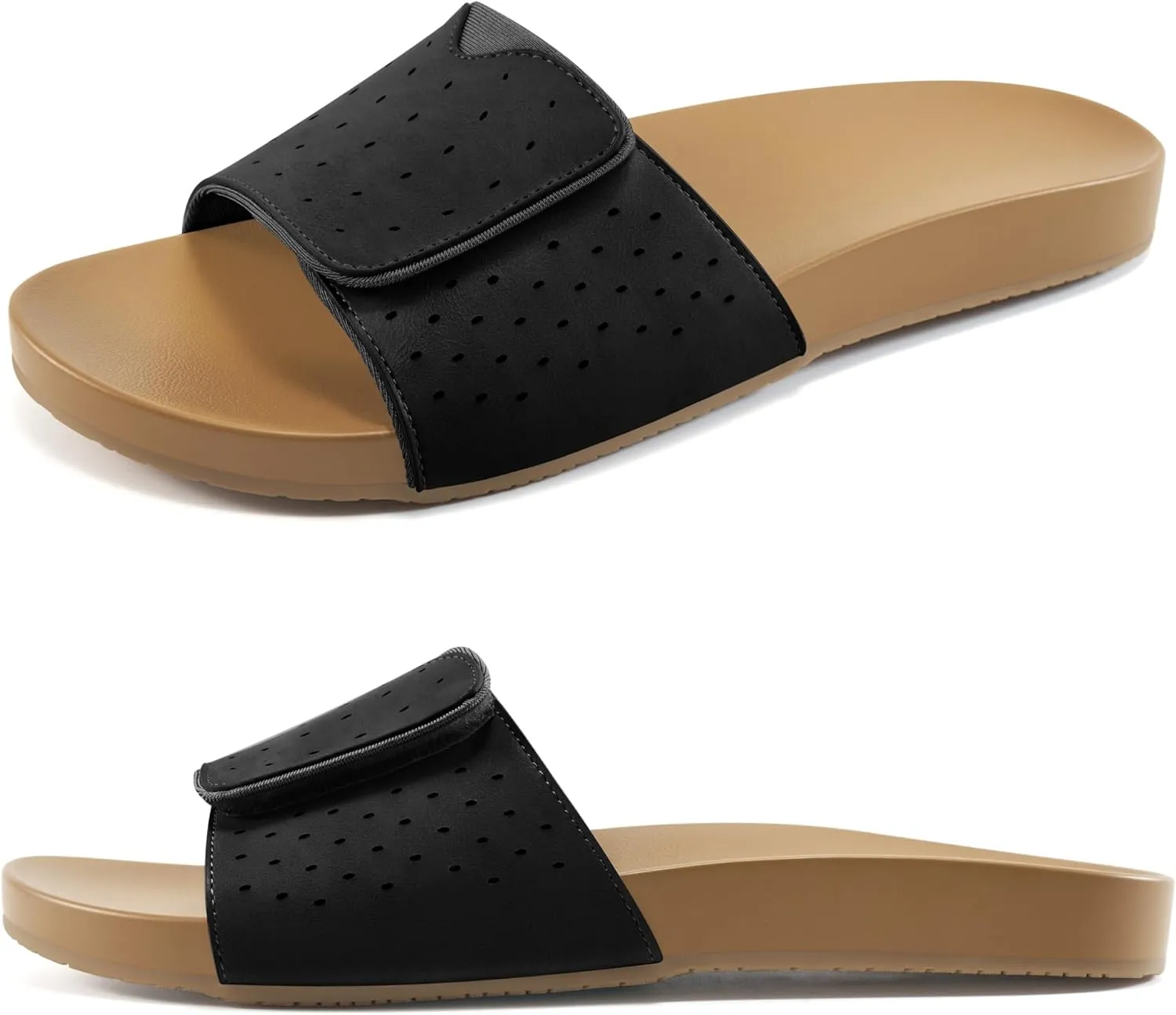 Ablanczoom Flat Sandals for Women Slides: Comfortable Slip on Adjustable Summer Beach Womens Slide Sandal