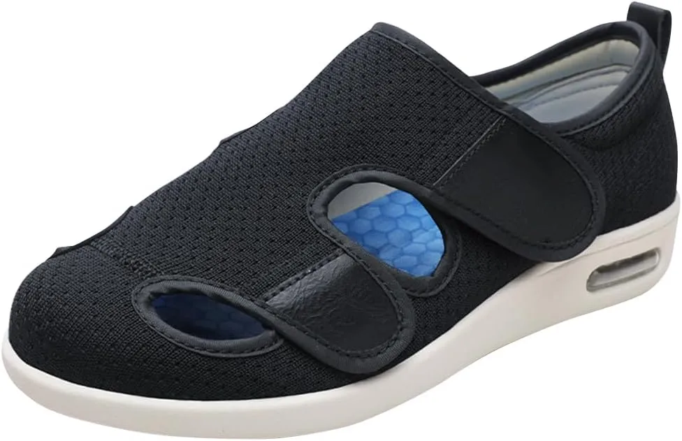 ACE SHOCK Men’s Diabetic Shoes Wide Width Elderly Summer Walking Shoes Adjustable Closure Breathable Air Cushion Sandals for Plantar Fasciitis Bunions Swollen Feet