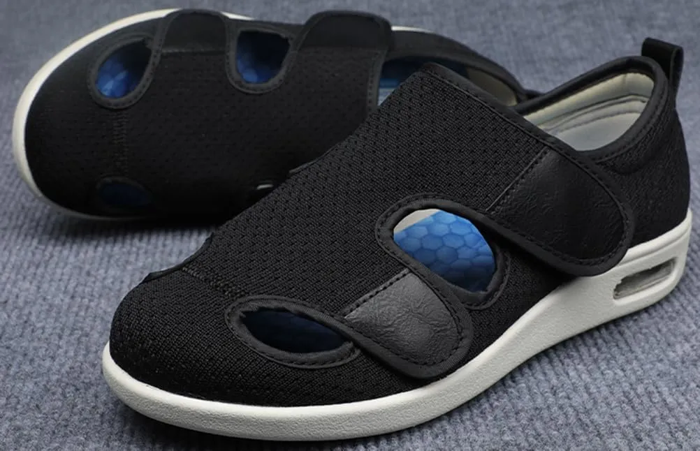 ACE SHOCK Men’s Diabetic Shoes Wide Width Elderly Summer Walking Shoes Adjustable Closure Breathable Air Cushion Sandals for Plantar Fasciitis Bunions Swollen Feet