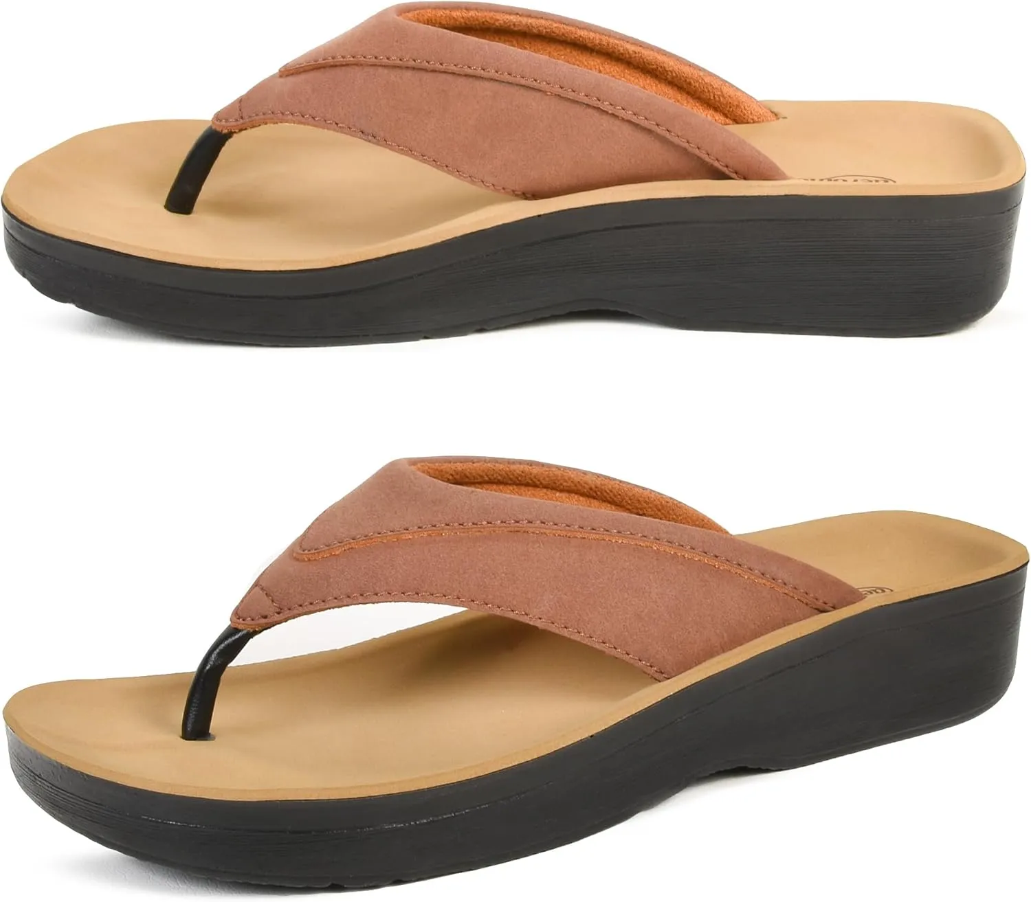 AEROTHOTIC Arch Support Flip Flops for Women Comfortable Cushioned Memory Foam Lined Footbed Outdoor Indoor Dressy Beach Walking Thong Soft Padded Strappy Sandals