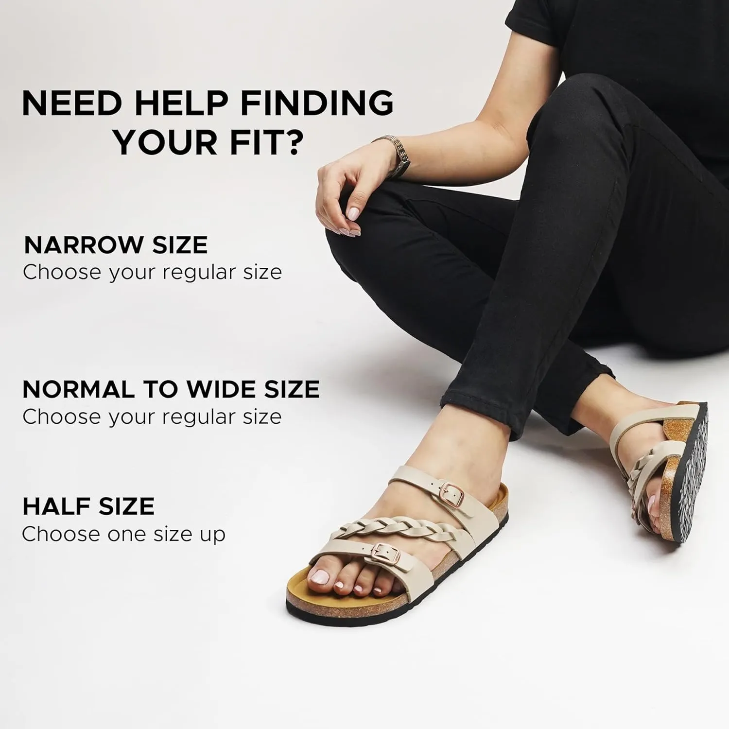 AEROTHOTIC Comfy Memory Foam Cork Sandals for Women Cute Dressy Adjustable Strappy Split Toe Slip On Vacation Essentials Women Footwear Open Toe Arch Support Slides