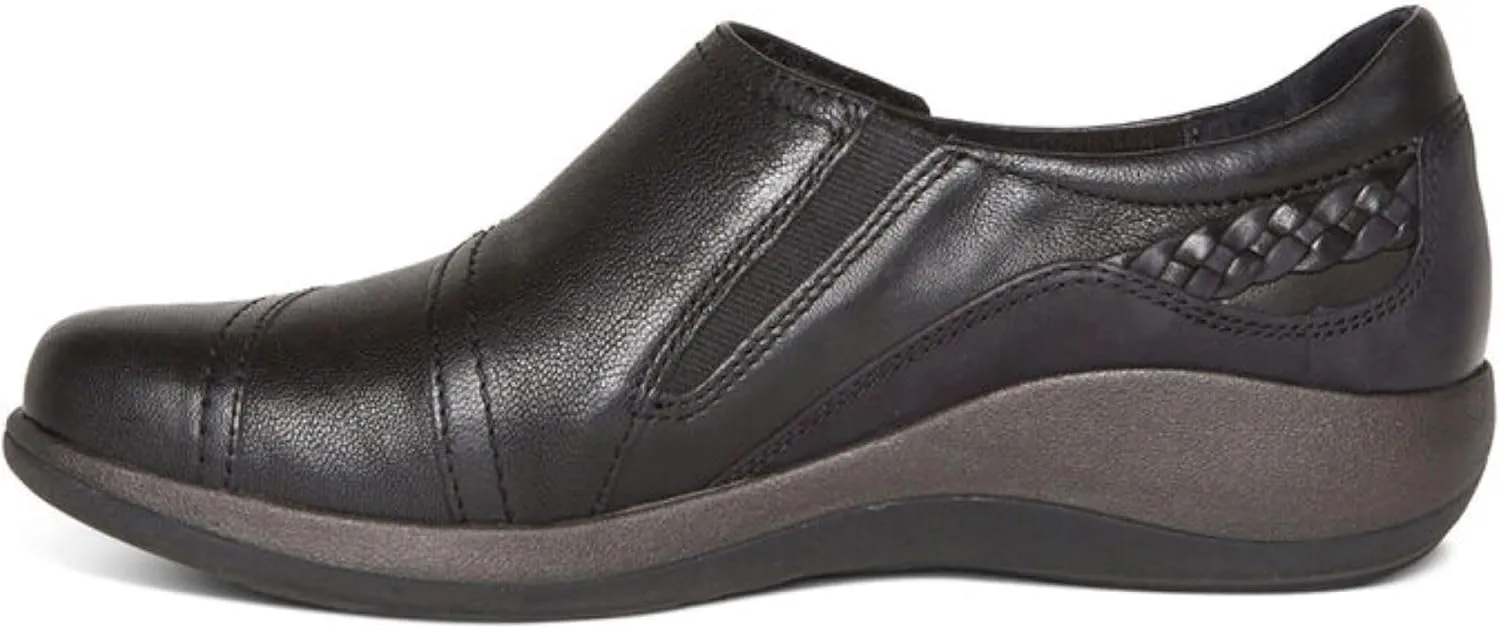 Aetrex Women's Karina Orthopedic Arch Support Monk Strap Shoes Loafers for Women- Leather Slip On Shoes Plantar Fasciitis Shoes Women