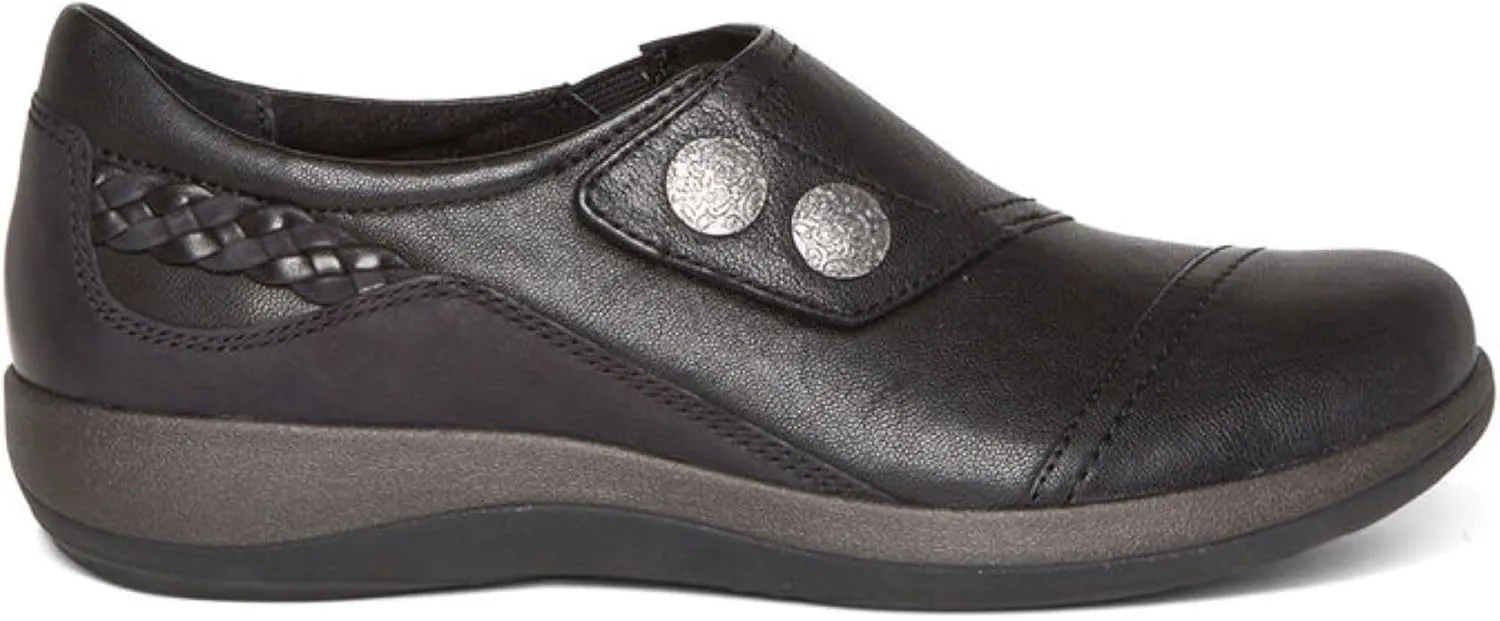 Aetrex Women's Karina Orthopedic Arch Support Monk Strap Shoes Loafers for Women- Leather Slip On Shoes Plantar Fasciitis Shoes Women
