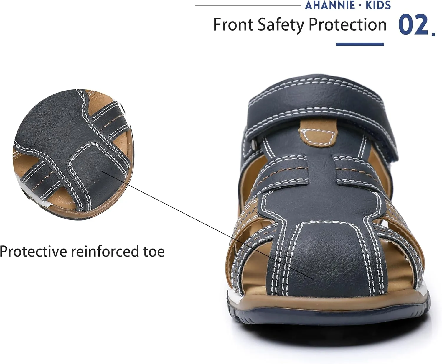 Ahannie Boys Girls Sandals for Toddler & Little Kids Closed Toe Summer Shoes with Hook Loop