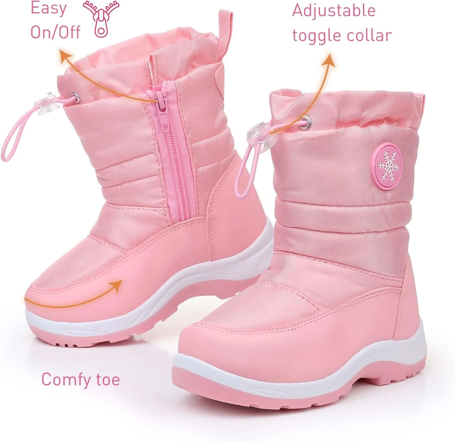 Ahannie Boys Girls Snow Boots Toddler Kids Winter Boots Water Resistant Warm Side Zipper Shoes(Toddler/Little Kid)