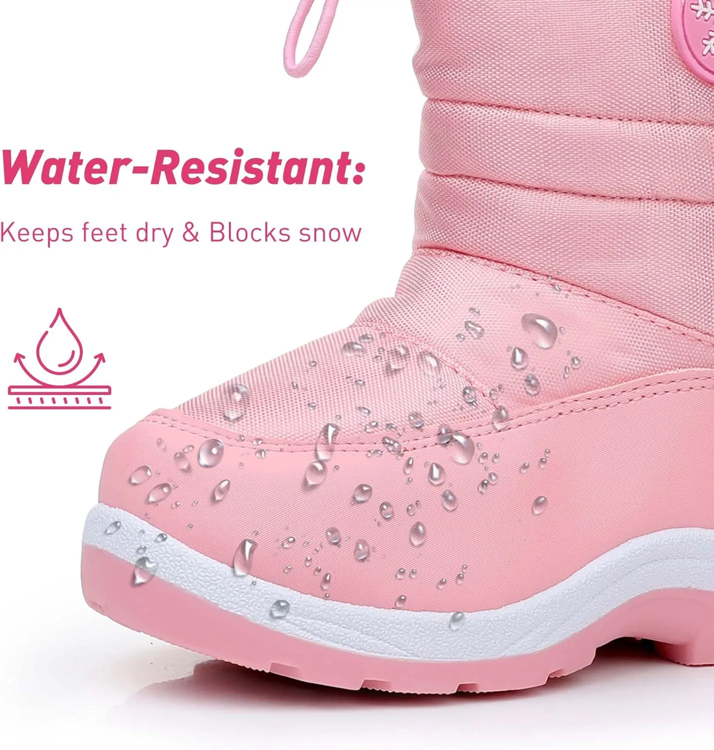 Ahannie Boys Girls Snow Boots Toddler Kids Winter Boots Water Resistant Warm Side Zipper Shoes(Toddler/Little Kid)