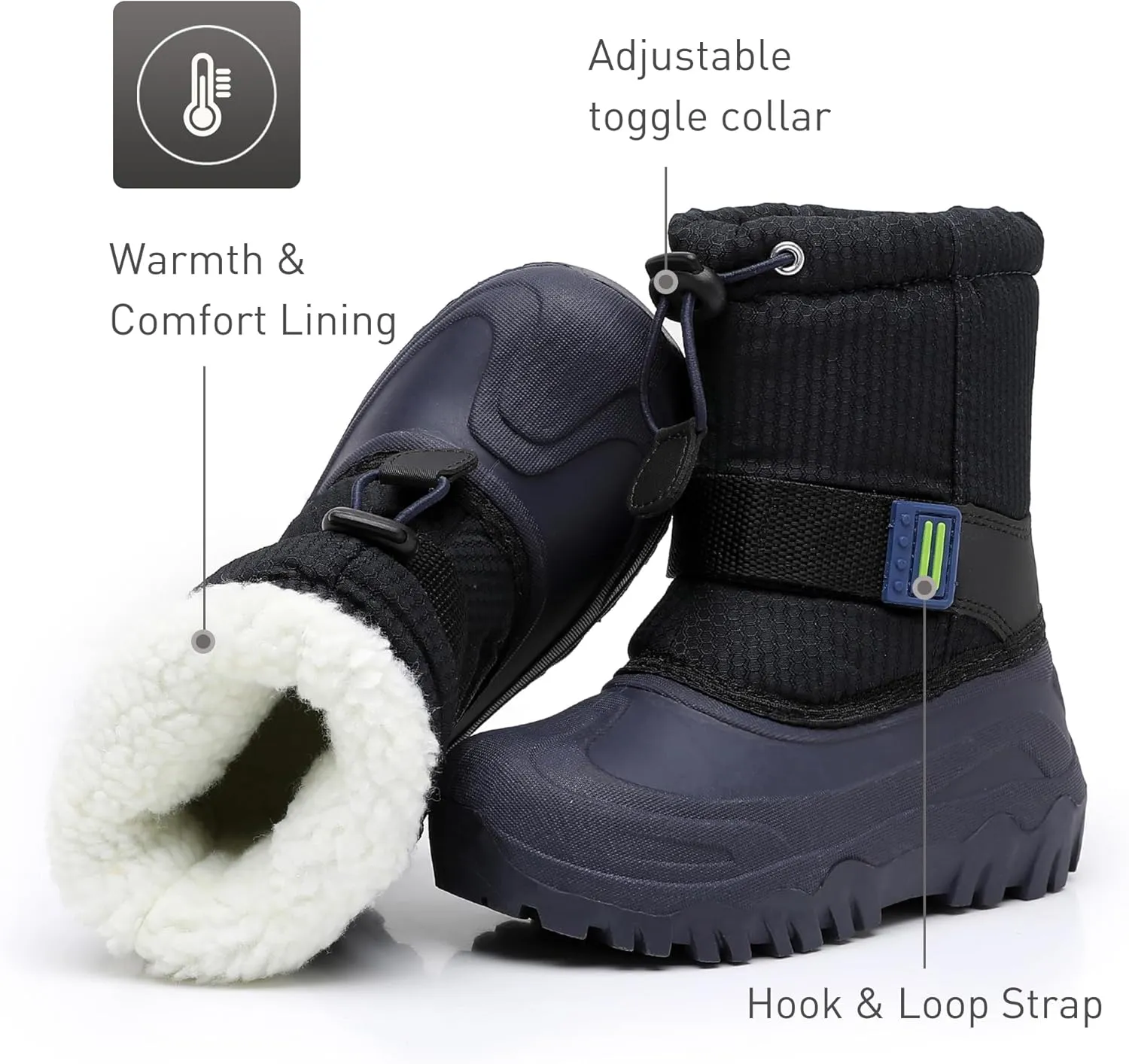Ahannie Kids Boys Girls Winter Snow Boots Waterproof Anti-Slip Warm Outdoor Shoes (Toddler/Little Kid)