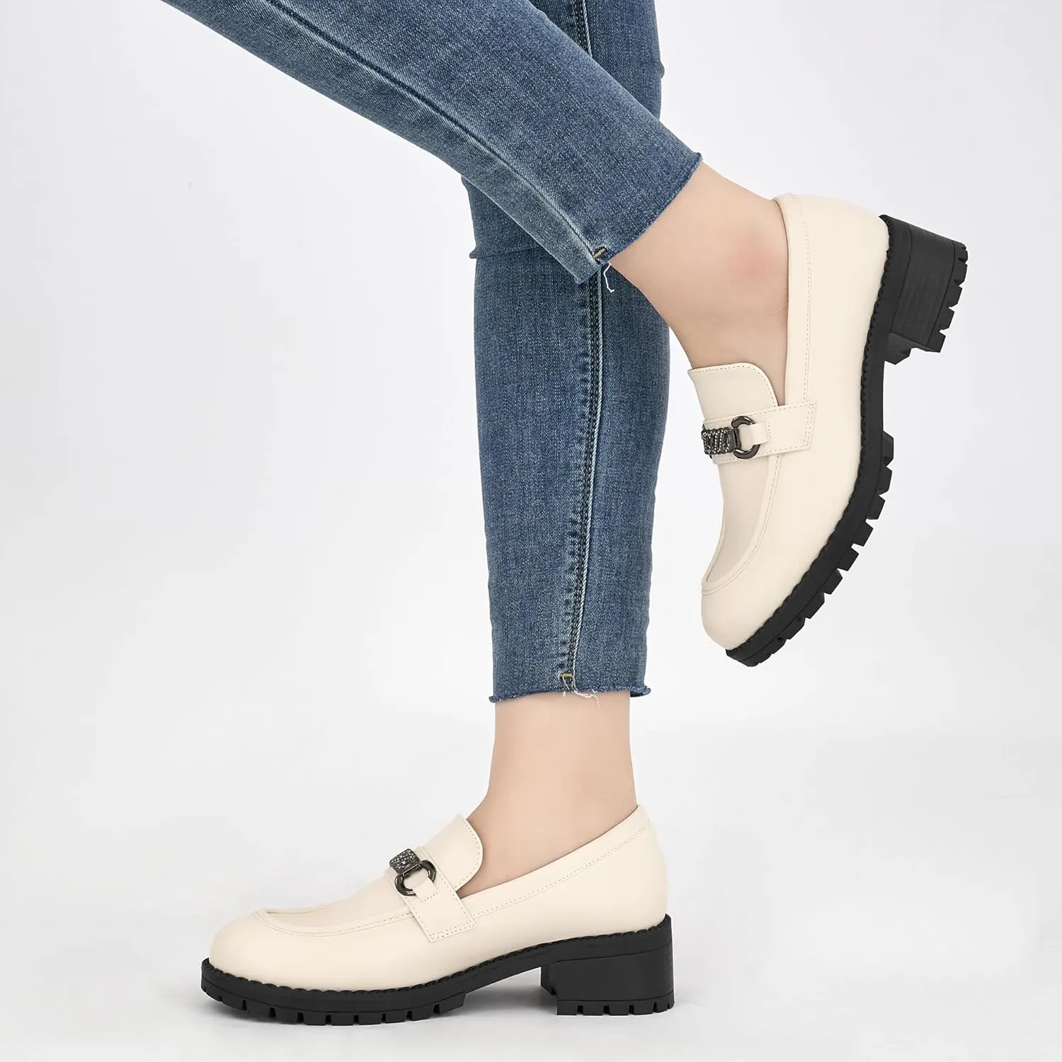 Alicegana Platform Loafers for Women Chunky: Comfortable Penny Loafer Fashion Casual Slip On Walking Shoes