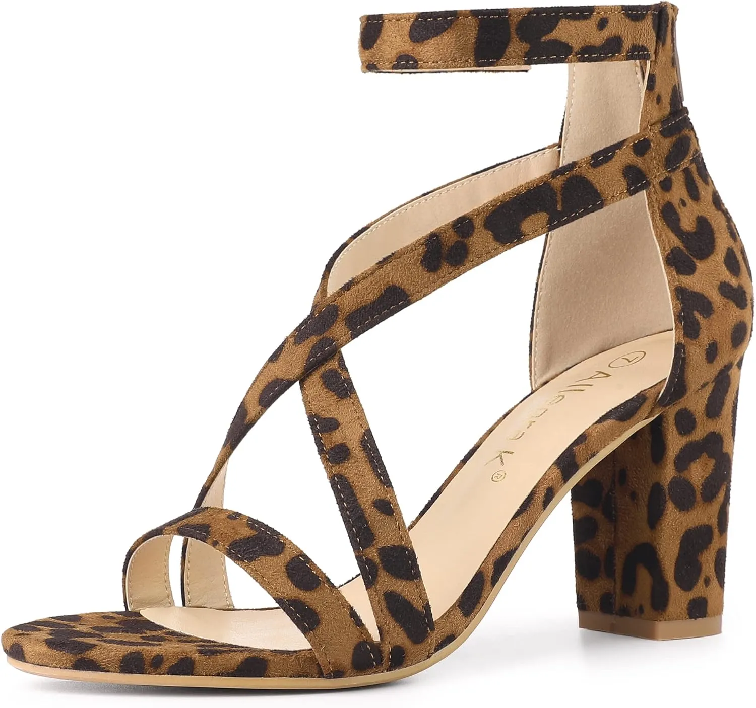 Allegra K Women's Crisscross Ankle Strap Chunky Heel Sandals