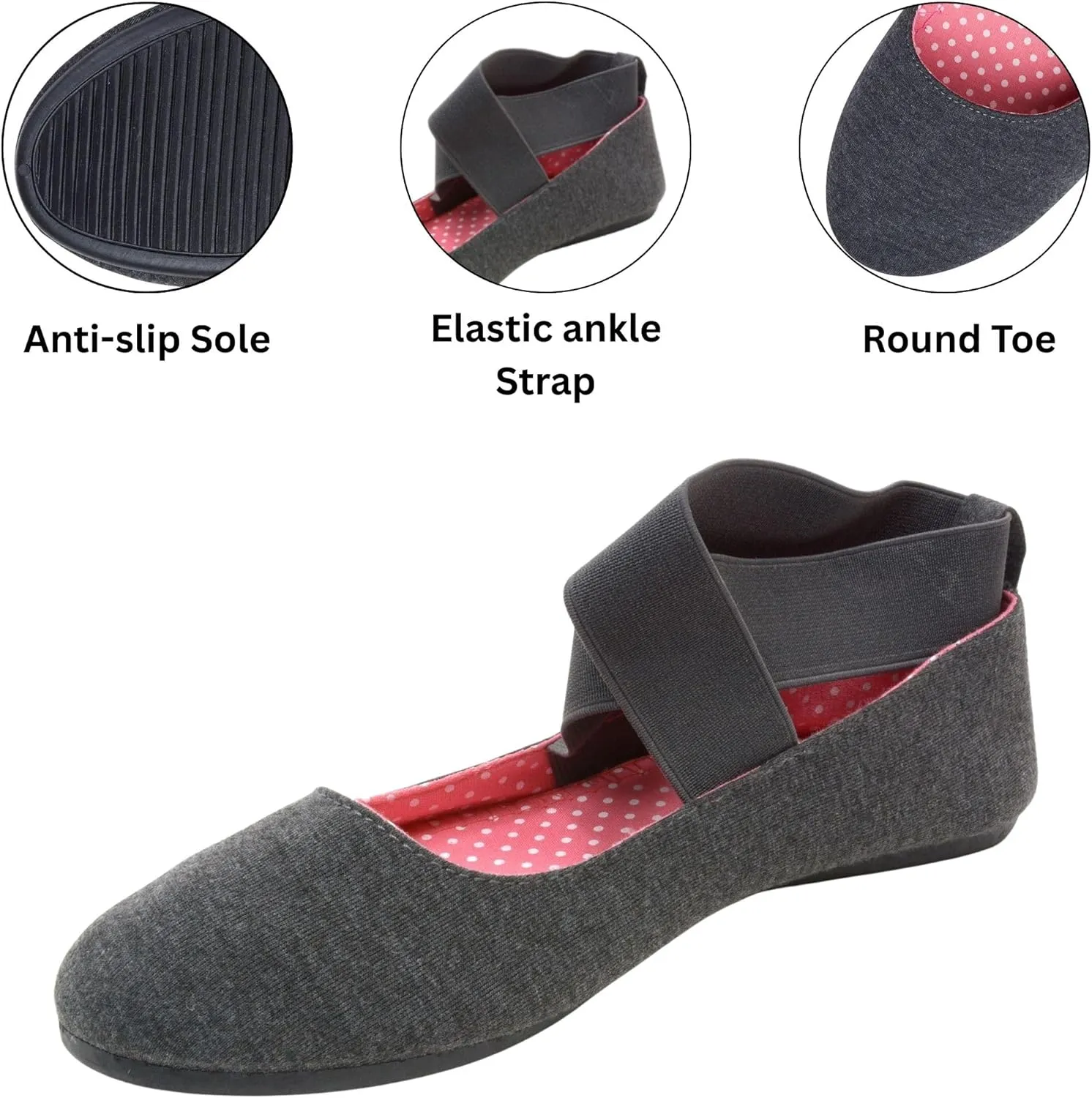 Alpine Swiss Peony Womens Ballet Flats Elastic Ankle Strap Shoes Slip On Loafers
