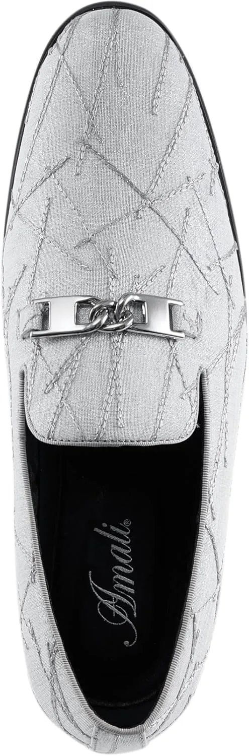 Amali Fay Velvet Men’s Slip-On Shoes with Gold Chain Ornament Dress Shoes for Men Velvet Formal Loafers for Men The Original Smoking Men Tuxedo Dress Shoes