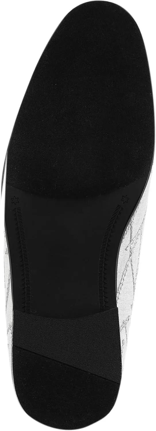 Amali Fay Velvet Men’s Slip-On Shoes with Gold Chain Ornament Dress Shoes for Men Velvet Formal Loafers for Men The Original Smoking Men Tuxedo Dress Shoes