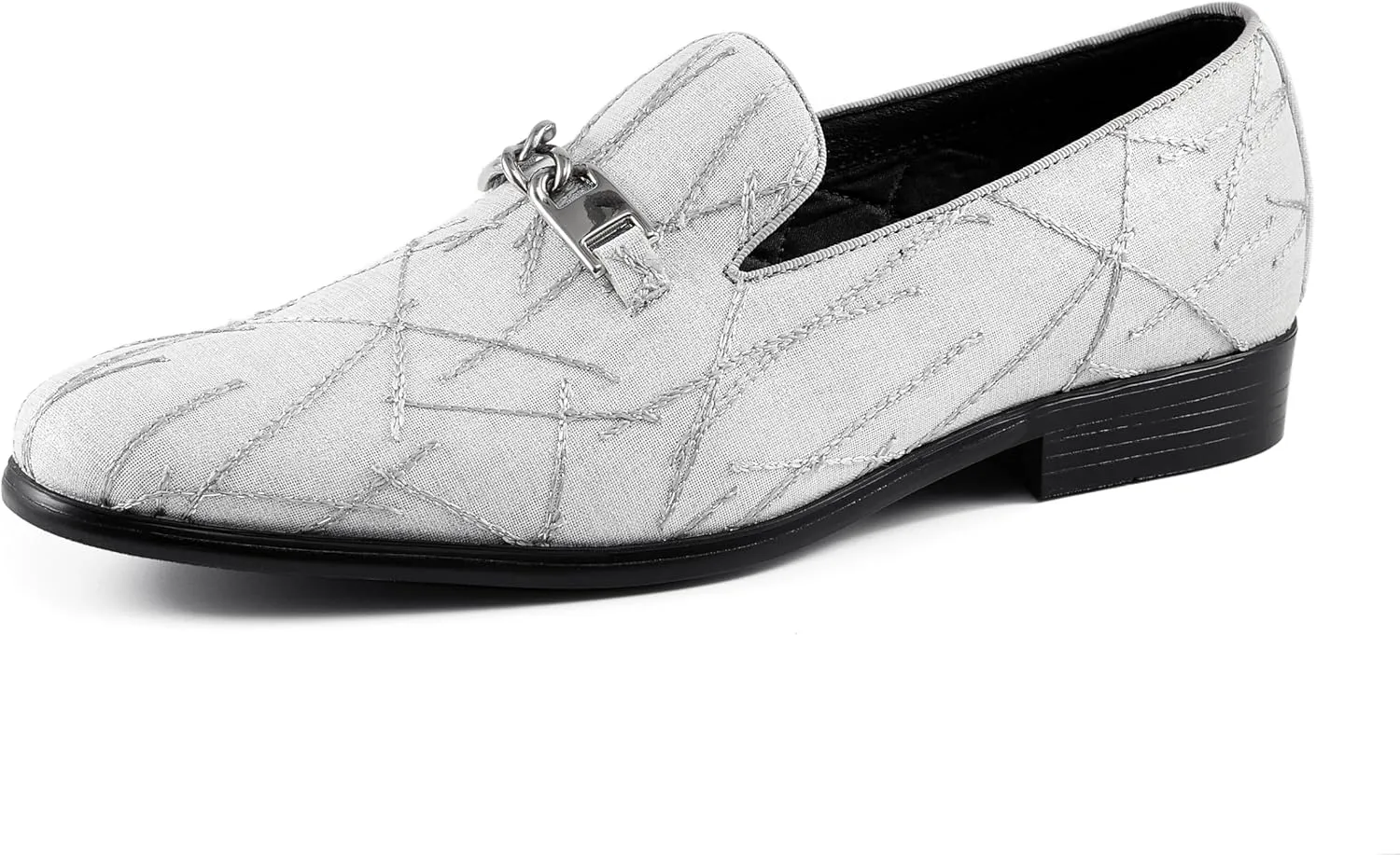 Amali Fay Velvet Men’s Slip-On Shoes with Gold Chain Ornament Dress Shoes for Men Velvet Formal Loafers for Men The Original Smoking Men Tuxedo Dress Shoes