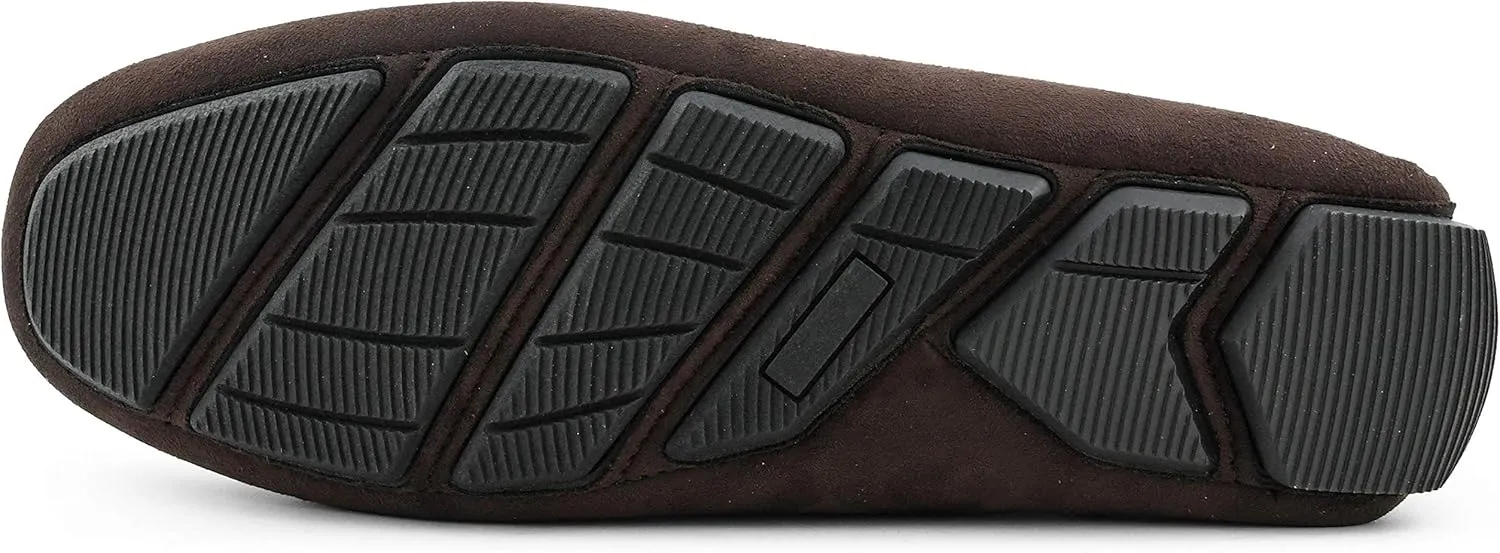 Amali Walken Men's Casual Slip-On Loafers, Driving Moccasin Shoes for Men with Silver Buckle, Available in Plush Microfiber and PU Leather