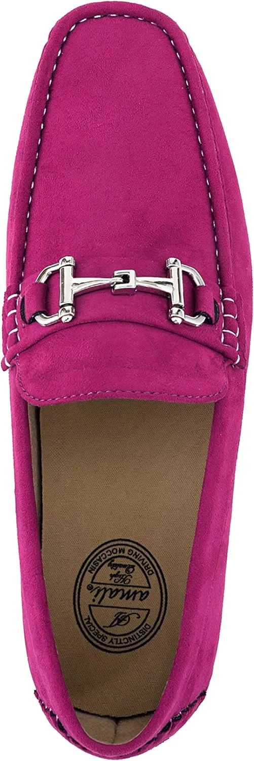 Amali Walken Men's Casual Slip-On Loafers, Driving Moccasin Shoes for Men with Silver Buckle, Available in Plush Microfiber and PU Leather
