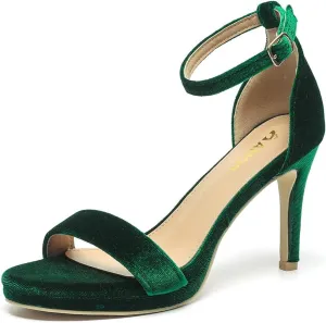 Amoji Women's 4 Inch Heels Wide Width Strappy Dress Sandals With Ankle Strap 324W