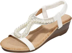 And Spring Summer Style Bohemian With Diamond Beads Women's Jewelry Wedges Sandals Jelly Sandals for Women Size 8