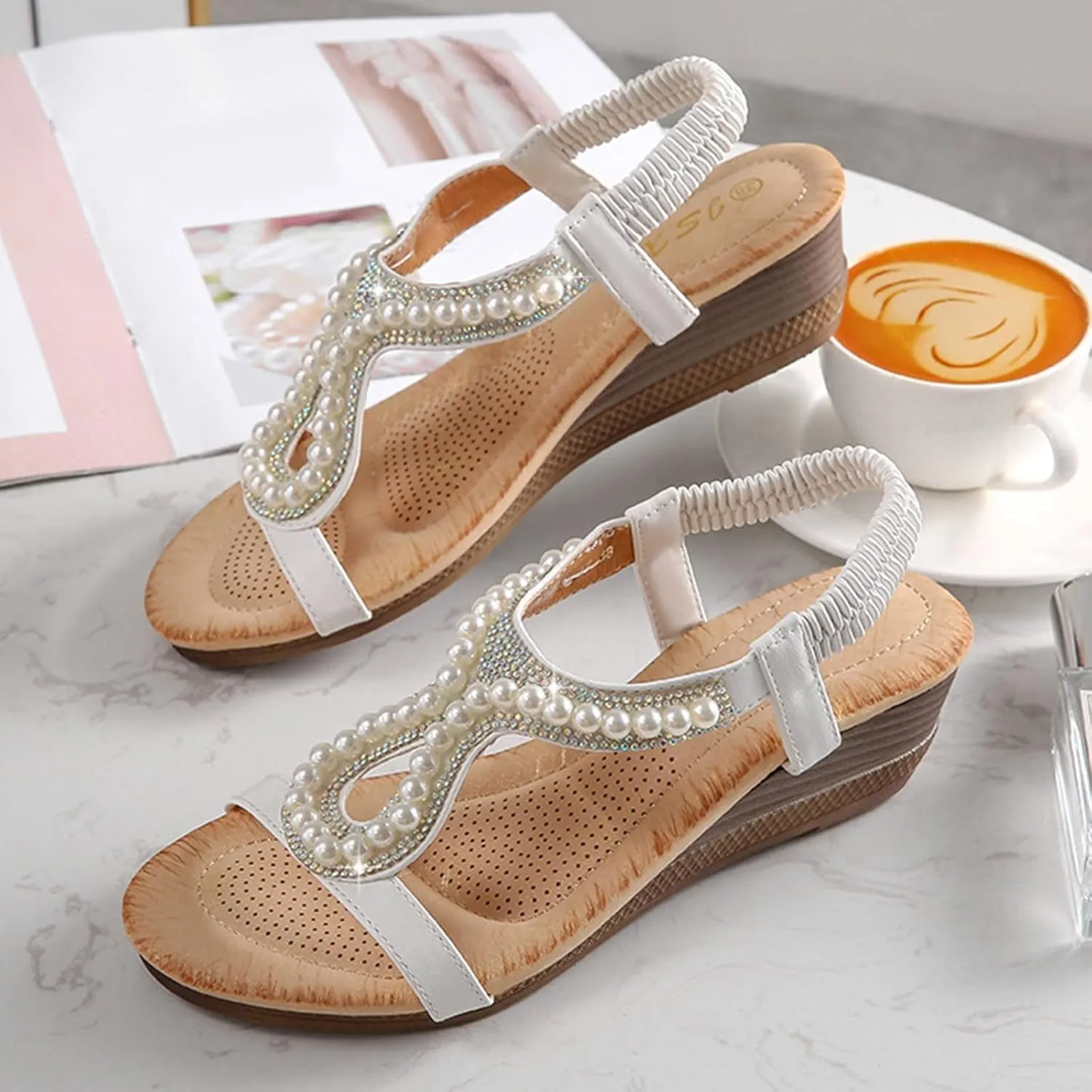 And Spring Summer Style Bohemian With Diamond Beads Women's Jewelry Wedges Sandals Jelly Sandals for Women Size 8