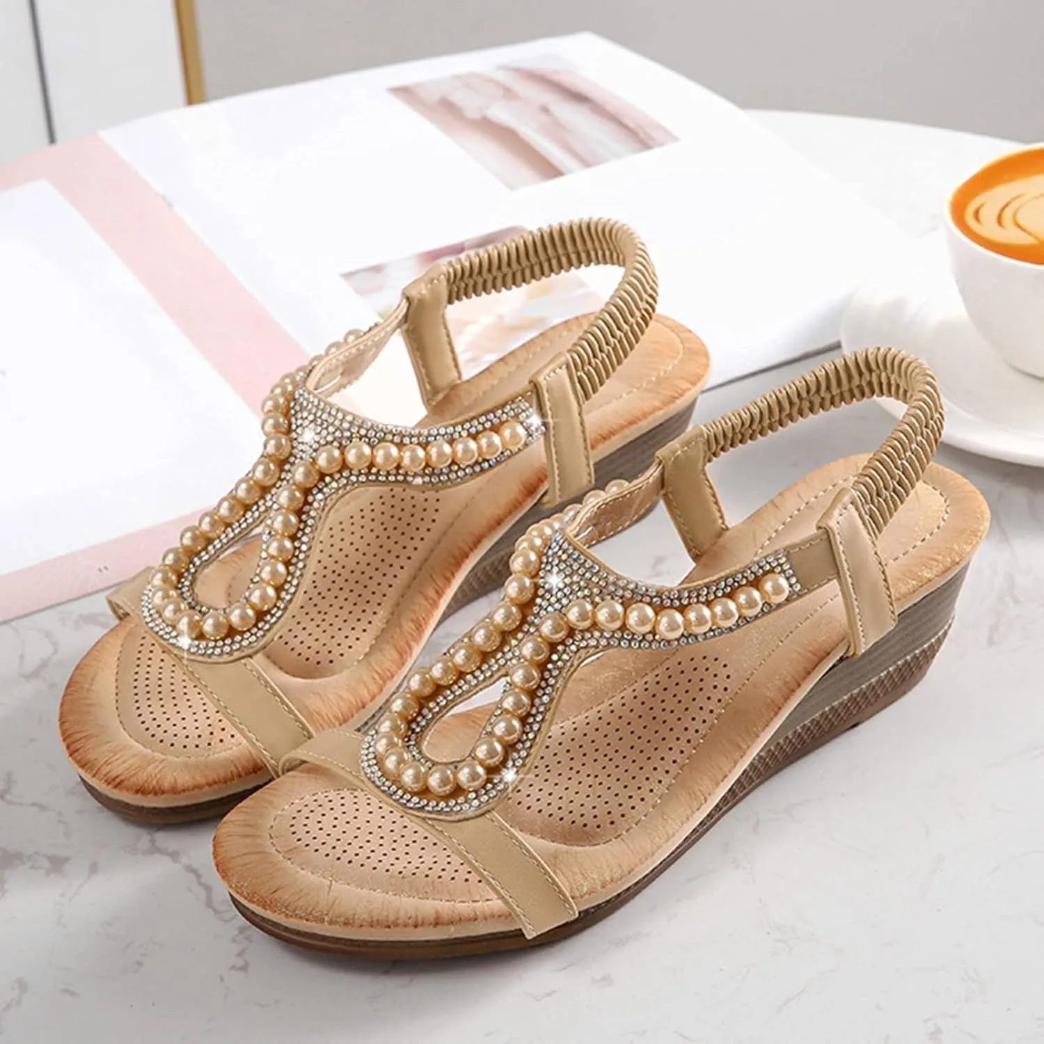 And Spring Summer Style Bohemian With Diamond Beads Women's Jewelry Wedges Sandals Jelly Sandals for Women Size 8