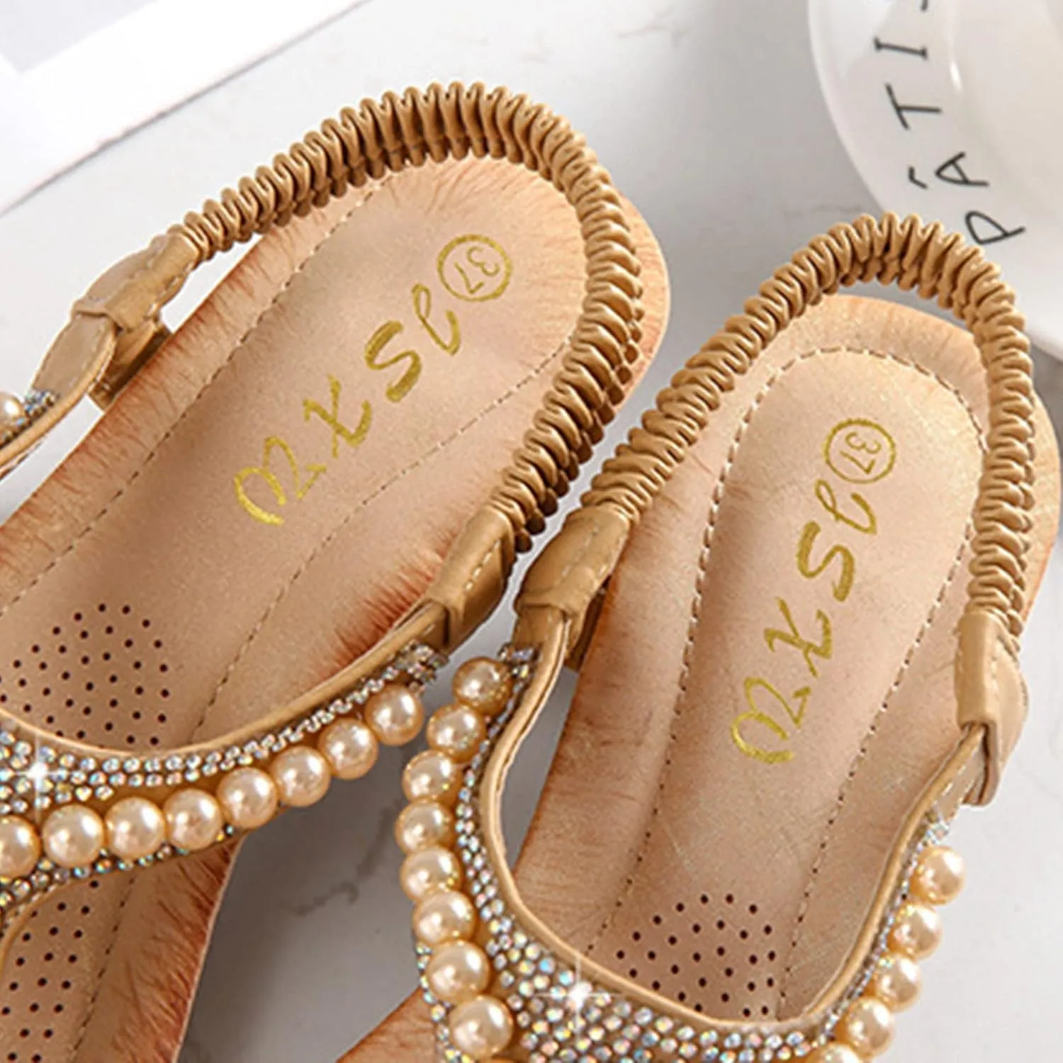 And Spring Summer Style Bohemian With Diamond Beads Women's Jewelry Wedges Sandals Jelly Sandals for Women Size 8