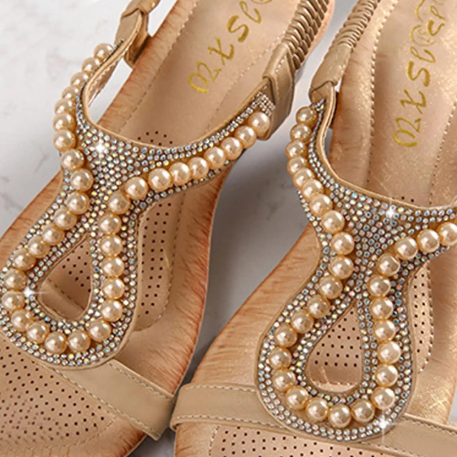 And Spring Summer Style Bohemian With Diamond Beads Women's Jewelry Wedges Sandals Jelly Sandals for Women Size 8