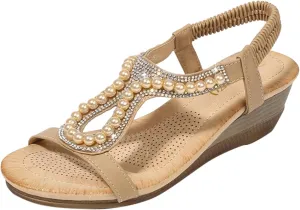 And Spring Summer Style Bohemian With Diamond Beads Women's Jewelry Wedges Sandals Jelly Sandals for Women Size 8
