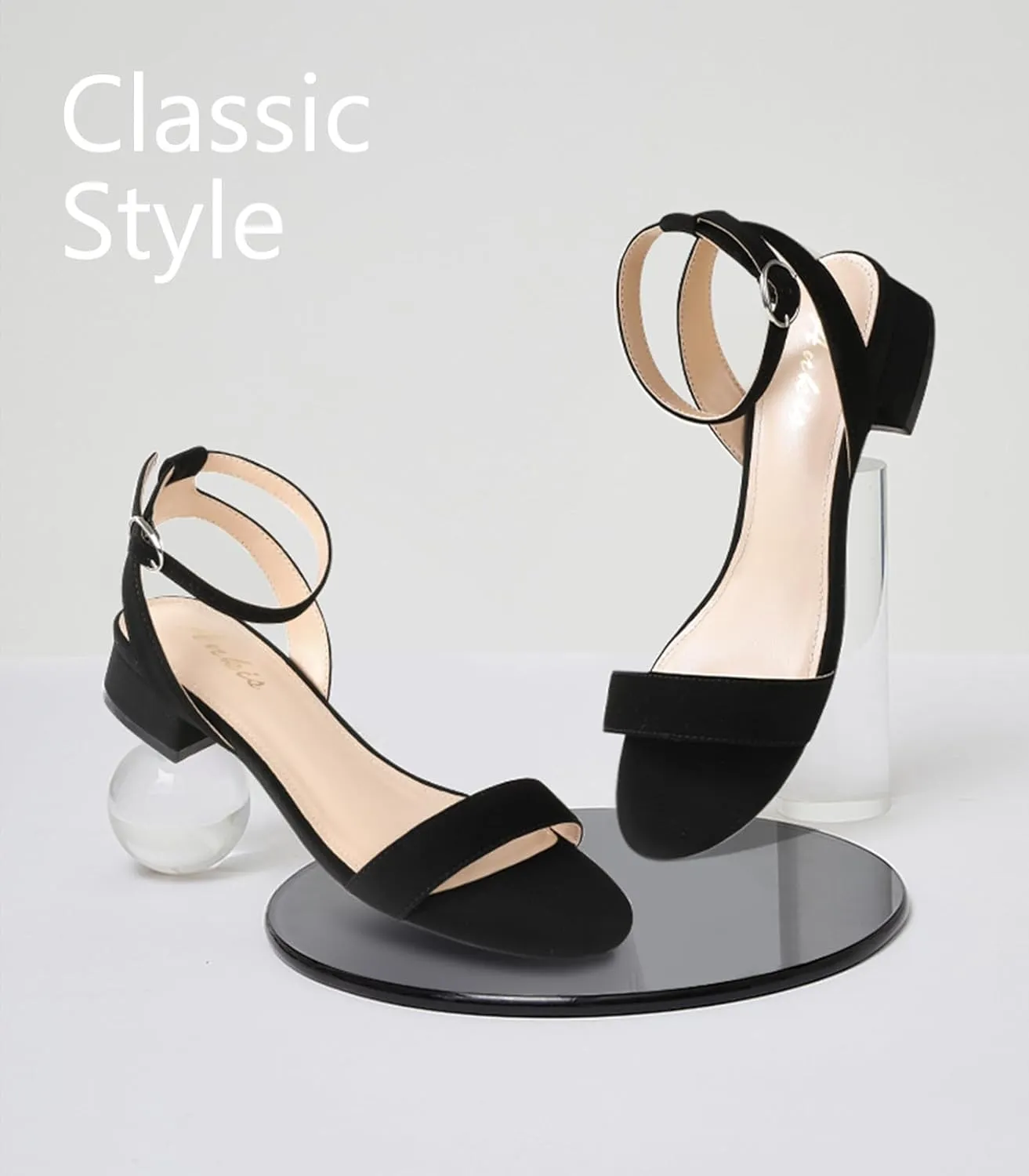 Ankis Black Nude White Red Women Sandals Comfortable Walking Strappy Open Toe Sandals for Women Dressy Summer 1 Inch Low block Heel Flat Adjustable Ankle Strap Wide Available Shoes 2024