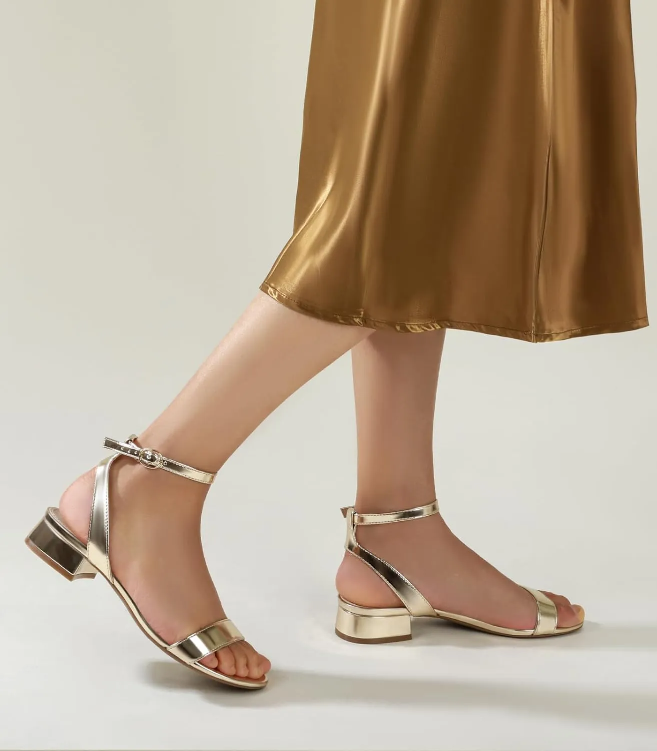 Ankis Black Nude White Red Women Sandals Comfortable Walking Strappy Open Toe Sandals for Women Dressy Summer 1 Inch Low block Heel Flat Adjustable Ankle Strap Wide Available Shoes 2024