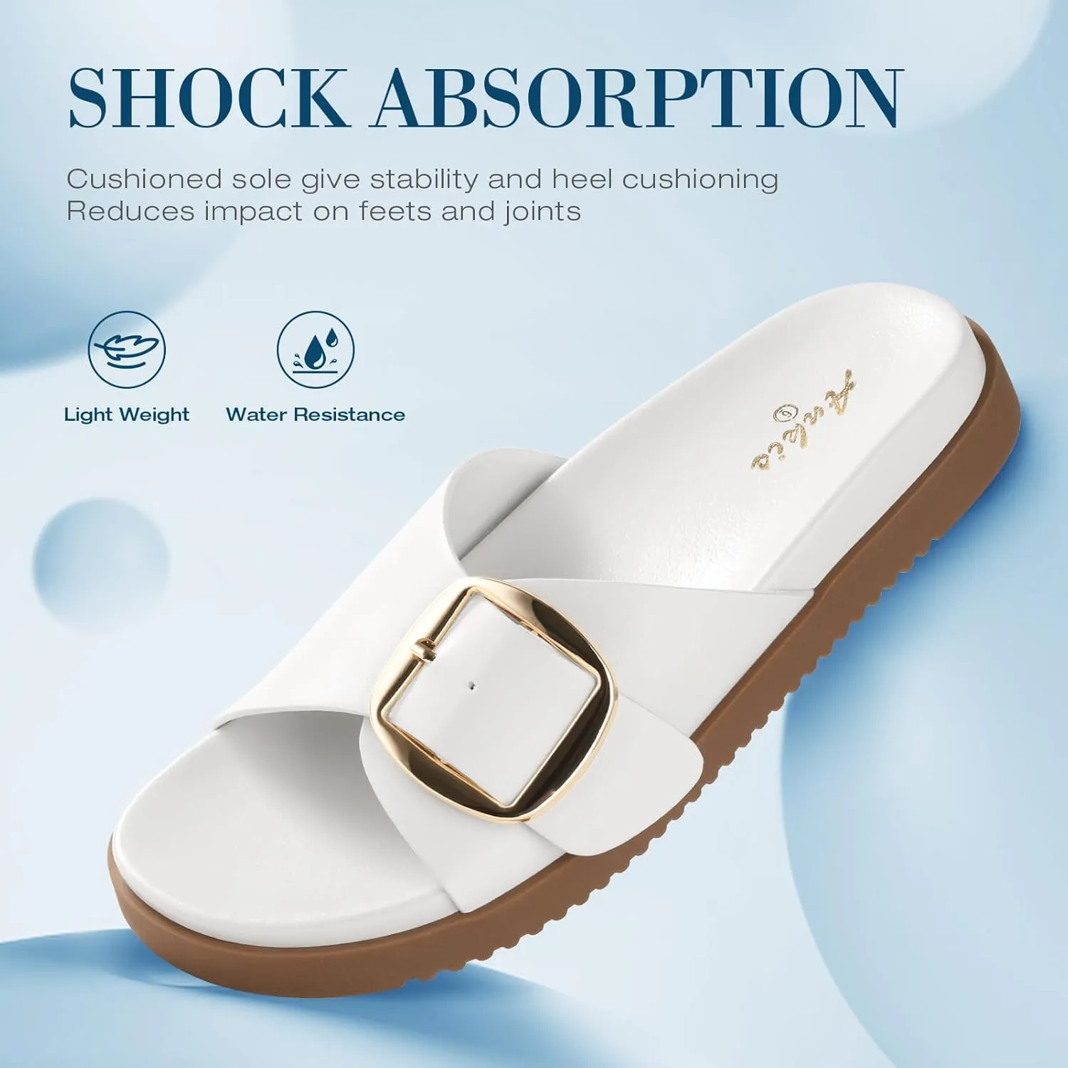Ankis Brown Black White Flat Sandals for Women 2025,Wide Width Leather Sandals for Women Comfortable Dressy,Womens Summer Beach Sandals with Adjustable Strap and Buckle