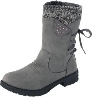 Ankle Boots for Women Winter Snow Booties Fur Lined Warm Boots Black Side Zipper Booties Round Toe Low Heel Boots