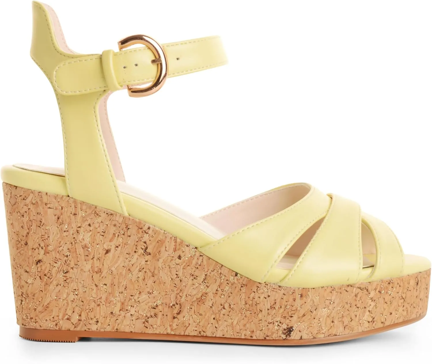 ANN CREEK Women's Platform Wedge Sandals Round Open Toe Ankle Strap Buckle Casual Summer Dressy Sandals Beach