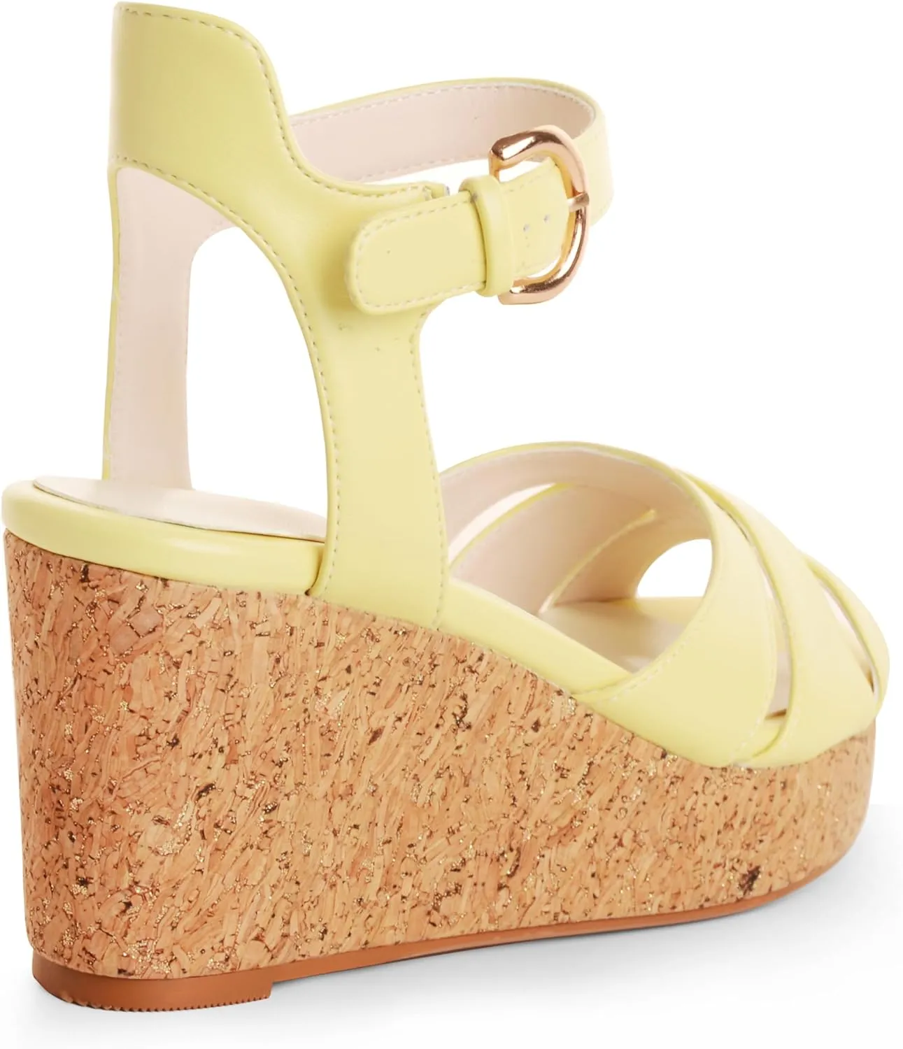 ANN CREEK Women's Platform Wedge Sandals Round Open Toe Ankle Strap Buckle Casual Summer Dressy Sandals Beach