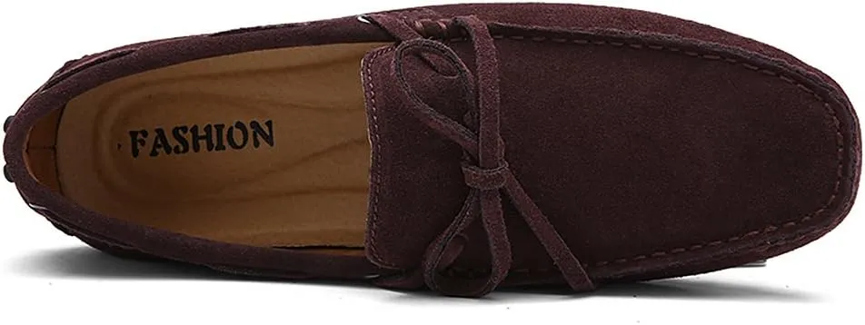 ANUFER Men's Soft Suede Leather Driving Loafers Shoes Bowtie Moccasin Slippers Big Size