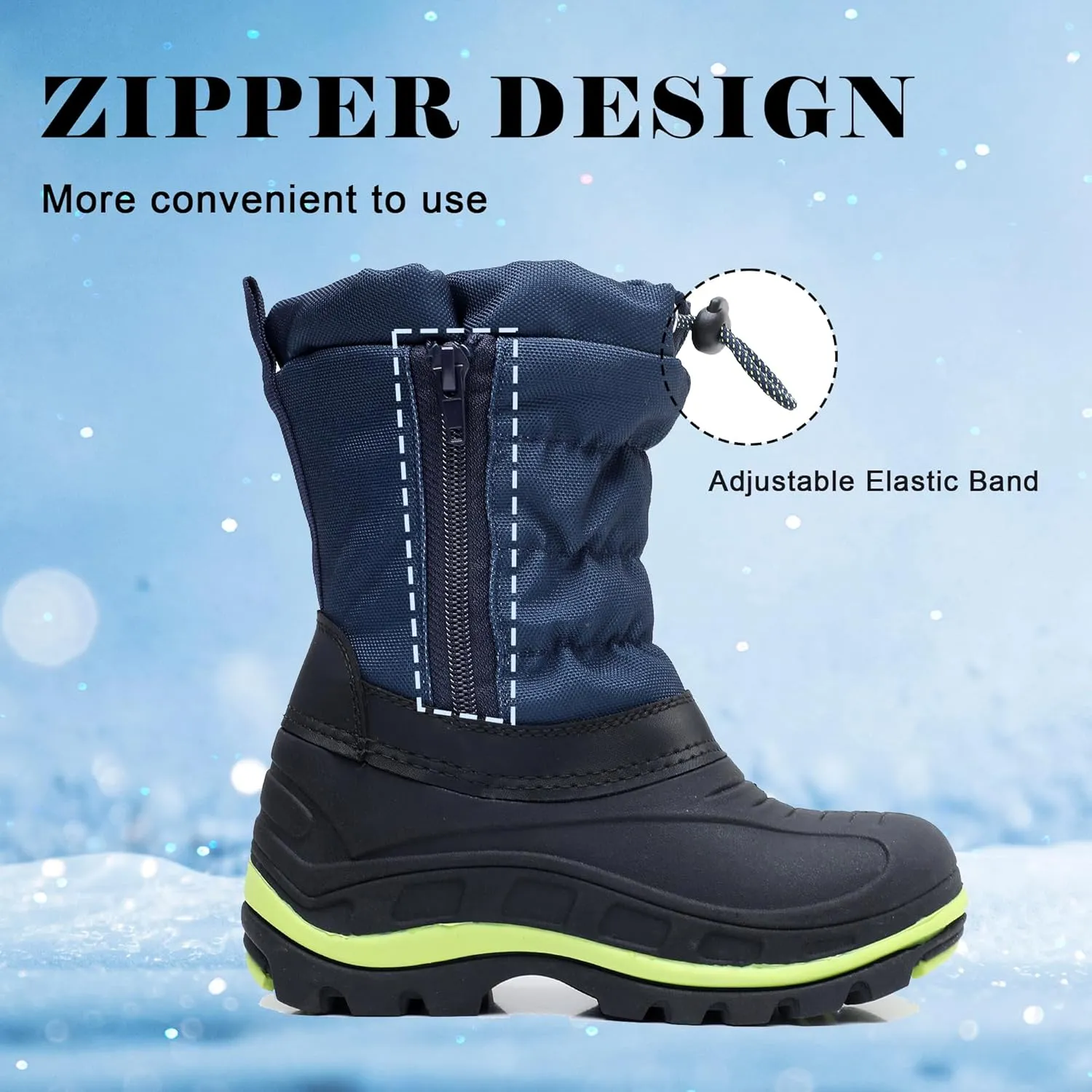 Apakowa Boys Girls Snow Boots Outdoor Slip Resistant Insulated Waterproof Winter Snow Boots (Toddler/Little Kid/Big Kid)
