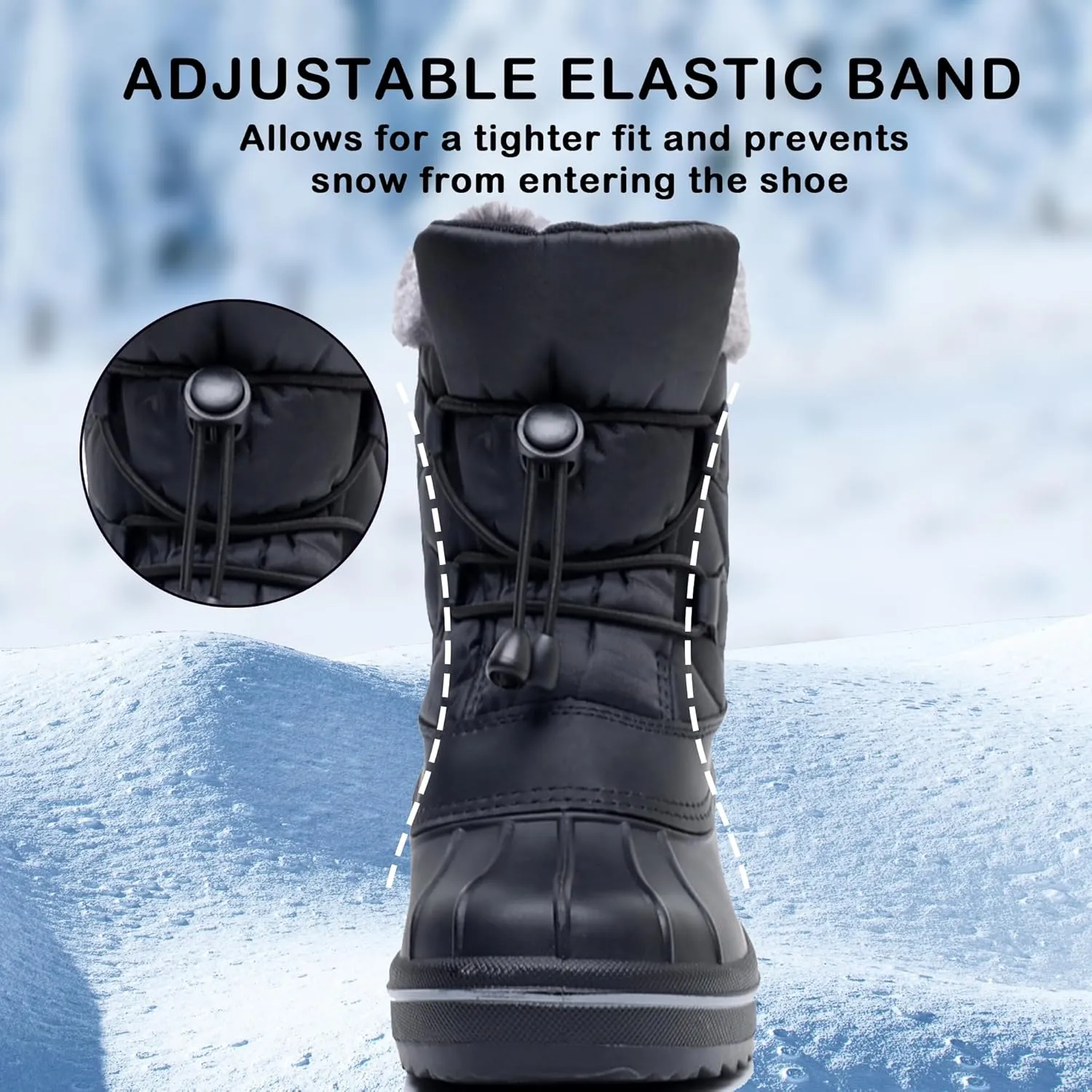 Apakowa Boys Girls Snow Boots Outdoor Slip Resistant Insulated Waterproof Winter Snow Boots (Toddler/Little Kid/Big Kid)