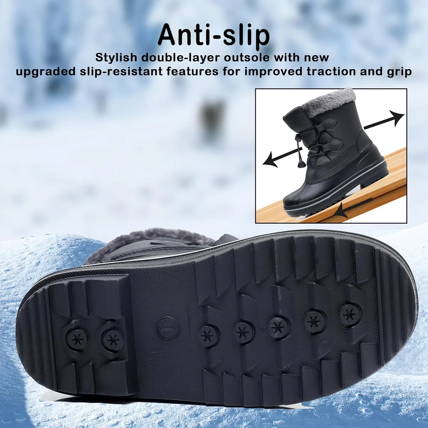 Apakowa Boys Girls Snow Boots Outdoor Slip Resistant Insulated Waterproof Winter Snow Boots (Toddler/Little Kid/Big Kid)
