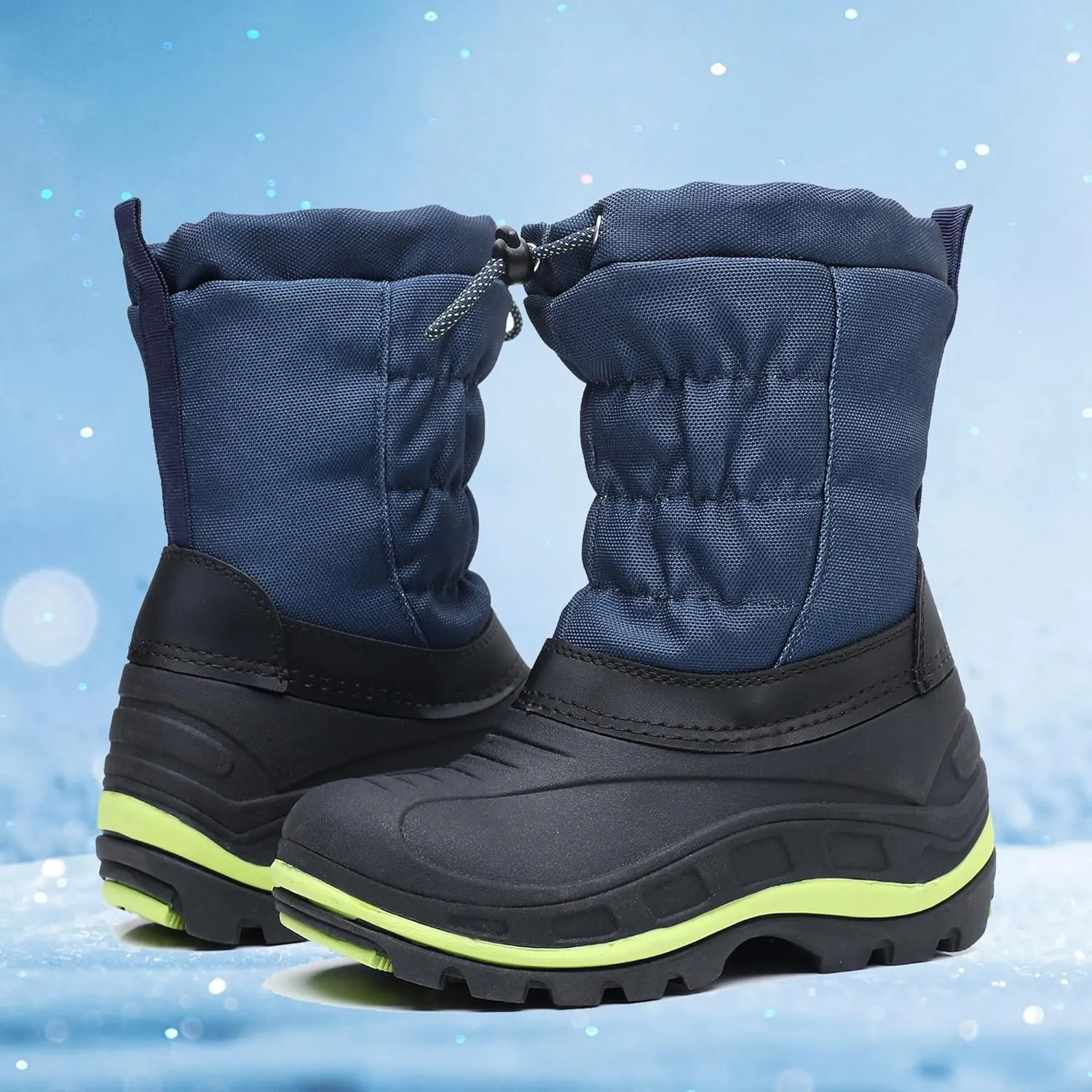 Apakowa Boys Girls Snow Boots Outdoor Slip Resistant Insulated Waterproof Winter Snow Boots (Toddler/Little Kid/Big Kid)