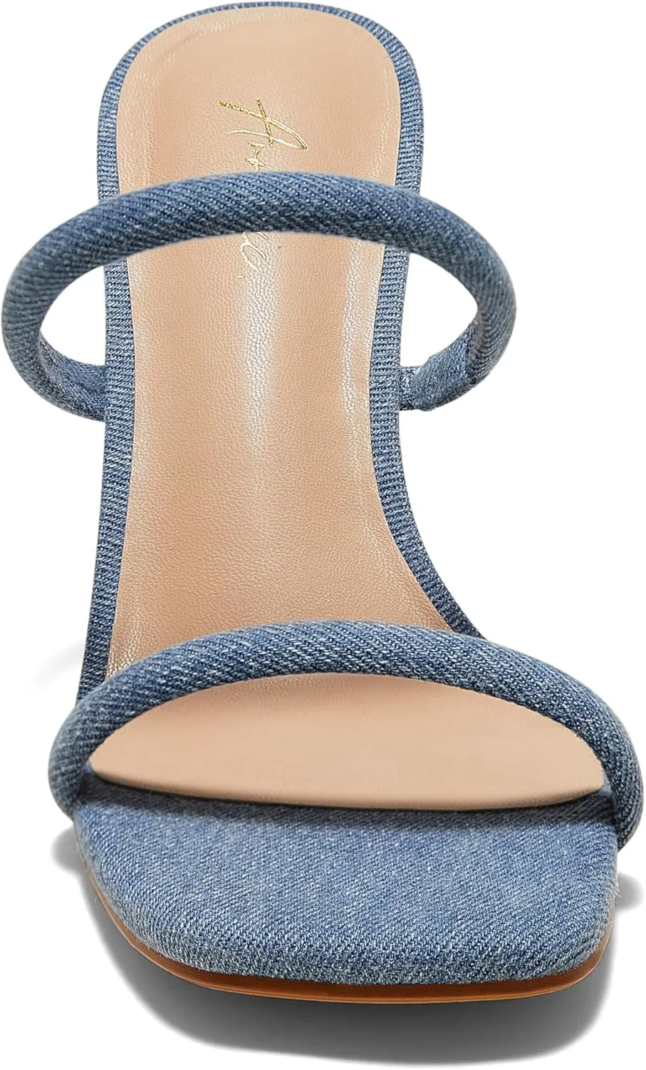 Arromic Women's Heeled Sandals Square Toe Two Strap Block Heels for Women Comfortable Strappy Heels Slip on Heeled Sandals for Women Dressy