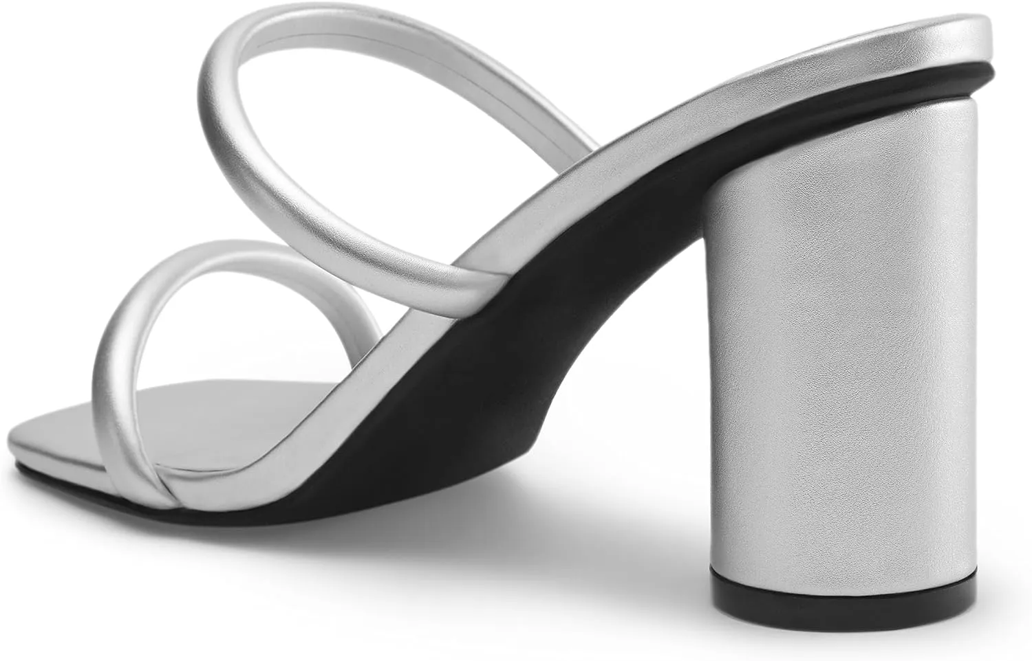 Arromic Women's Heeled Sandals Square Toe Two Strap Block Heels for Women Comfortable Strappy Heels Slip on Heeled Sandals for Women Dressy