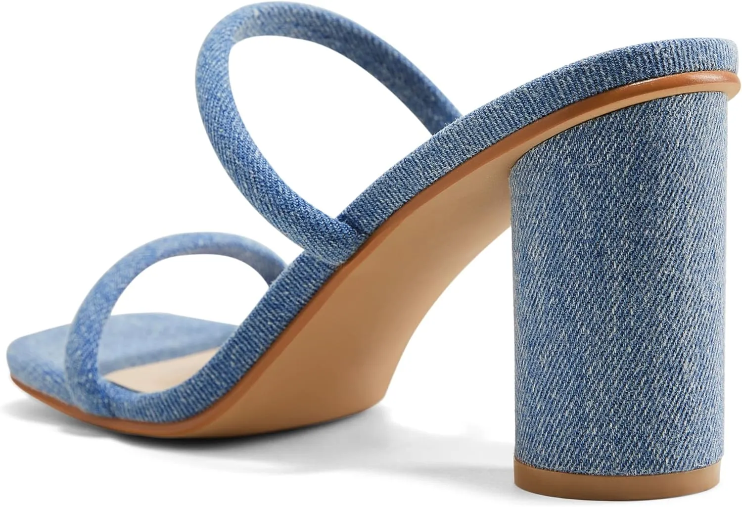 Arromic Women's Heeled Sandals Square Toe Two Strap Block Heels for Women Comfortable Strappy Heels Slip on Heeled Sandals for Women Dressy