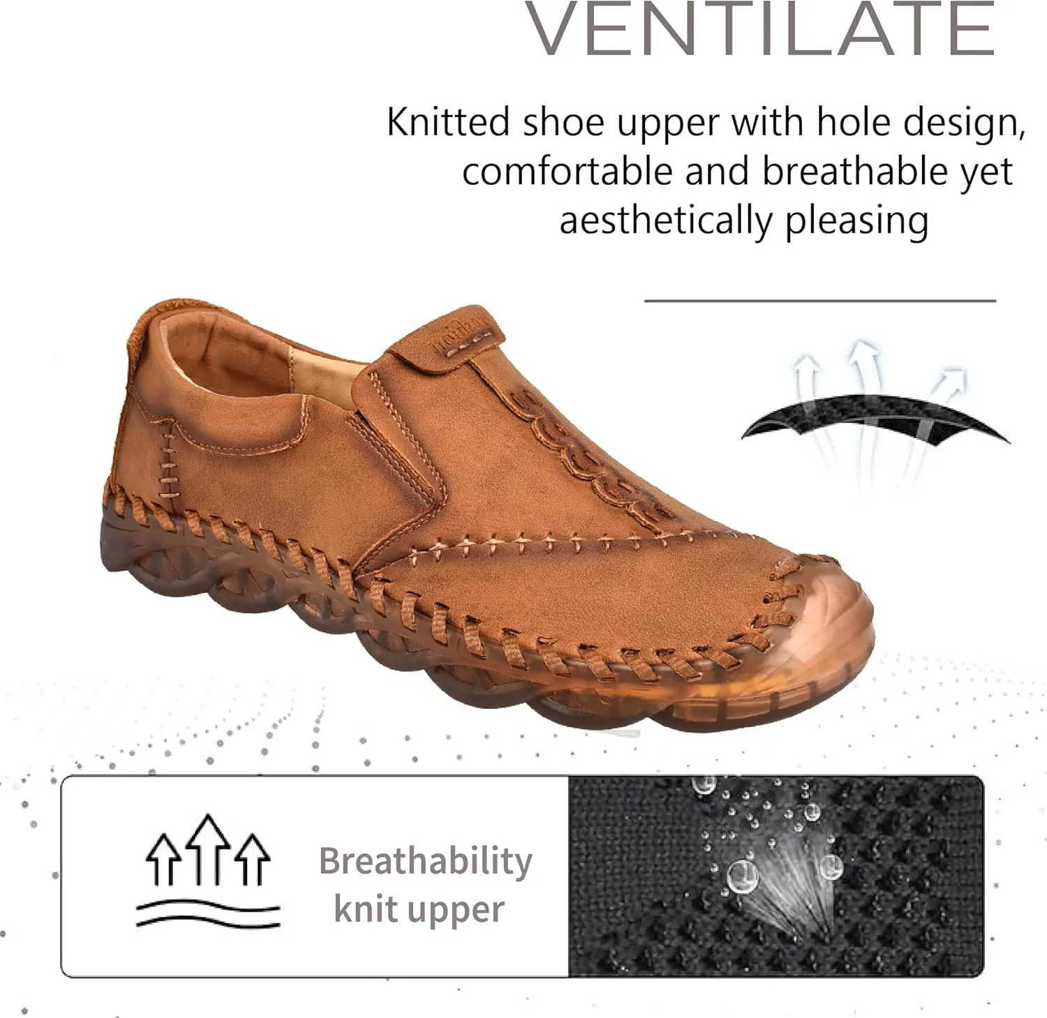 Asifn Mens Slip On Loafers Leather Casual Lightweight Comfortable Walking Retro Fashion Driving Shoes